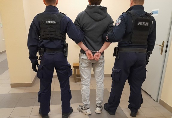 policjanci oraz zatrzymany 18 latek