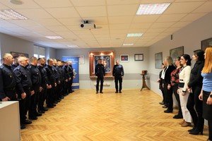 Uroczystość powitania nadkom. Wilka na stanowisku I zastępcy Komendanta Powiatowego Policji w Oświęcimiu