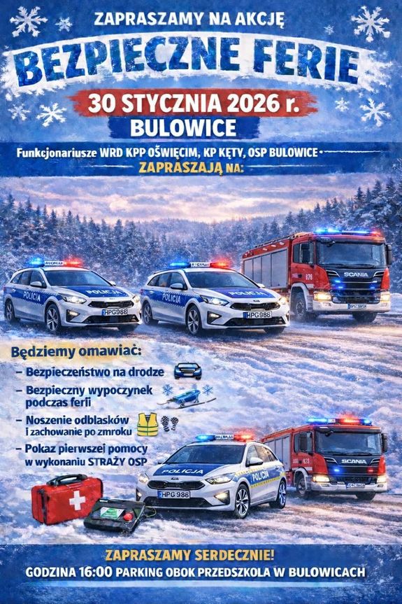 Plakat promujący spotkanie z policjantami i strażakami