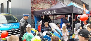 Na zdjęciu dzień dziecka z policją i koleją