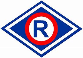 Na zdjęciu logo Wydziału Ruchu Drogowego romb z literą R wewnątrz