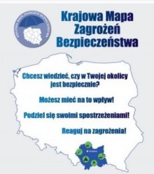 Plakat Krajowej Mapy Zagrożeń Bezpieczeństwa na którym widać mapę Polski